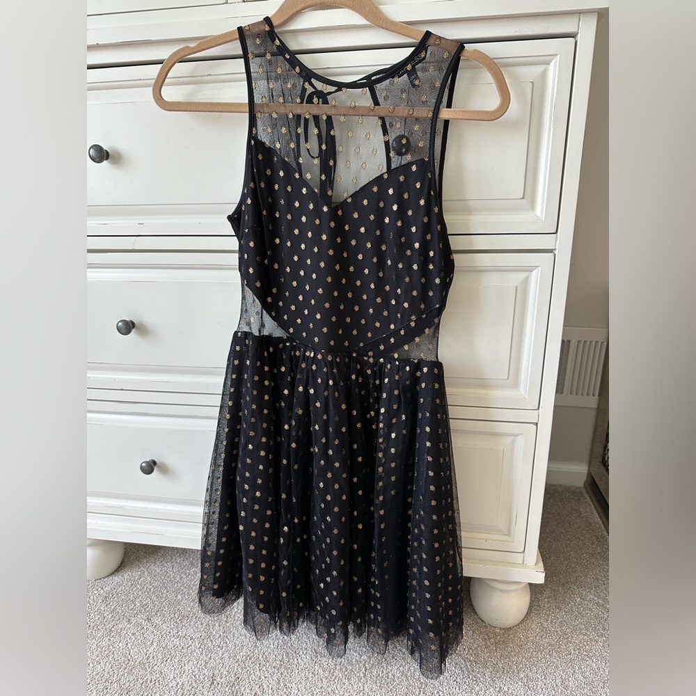 Express dress, black, tulle w/ cut out, size extra small